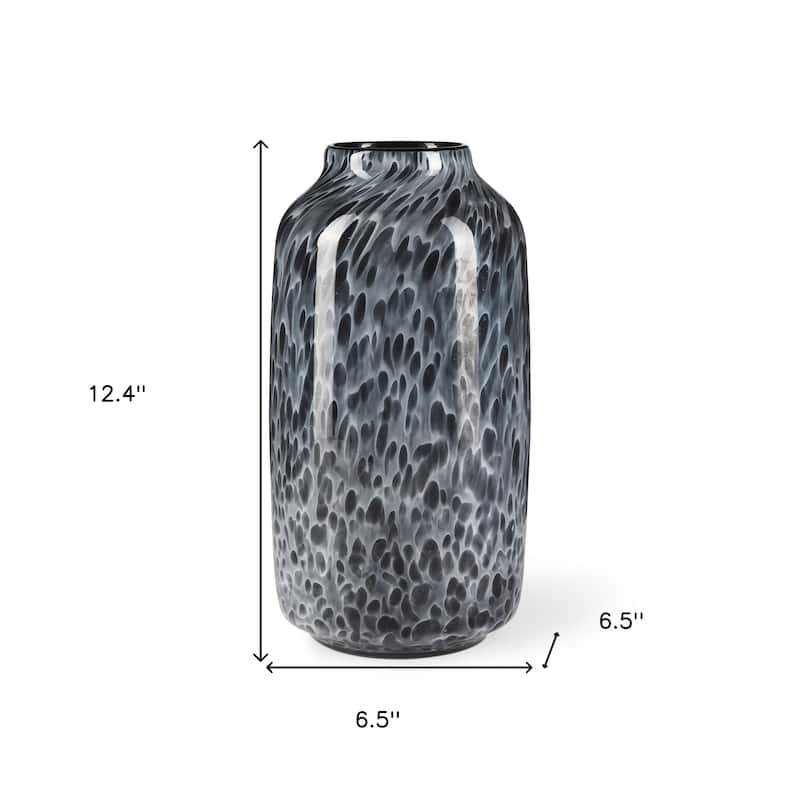 12" Black Mottled Cylinder Glass Table Vase - 6.50