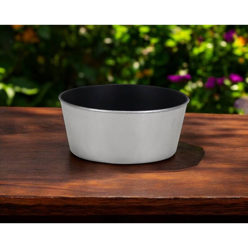 HomeRoots 10" Silver Recycled Plastic Indoor Outdoor Round Pot Planter