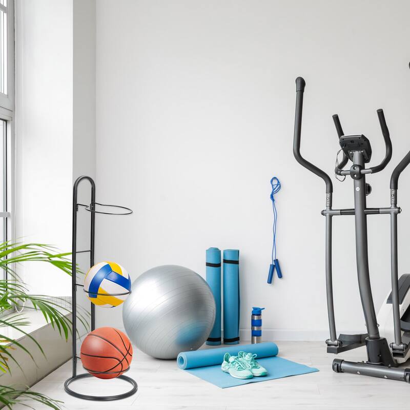 Sports Ball Storage Rack Organizer Soccer Basketball Display Rack for Gym Garage - Black