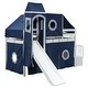 preview thumbnail 3 of 32, Twin Loft Bed with Tent & Tower, Castle Design, Blue, Fun & Spacious