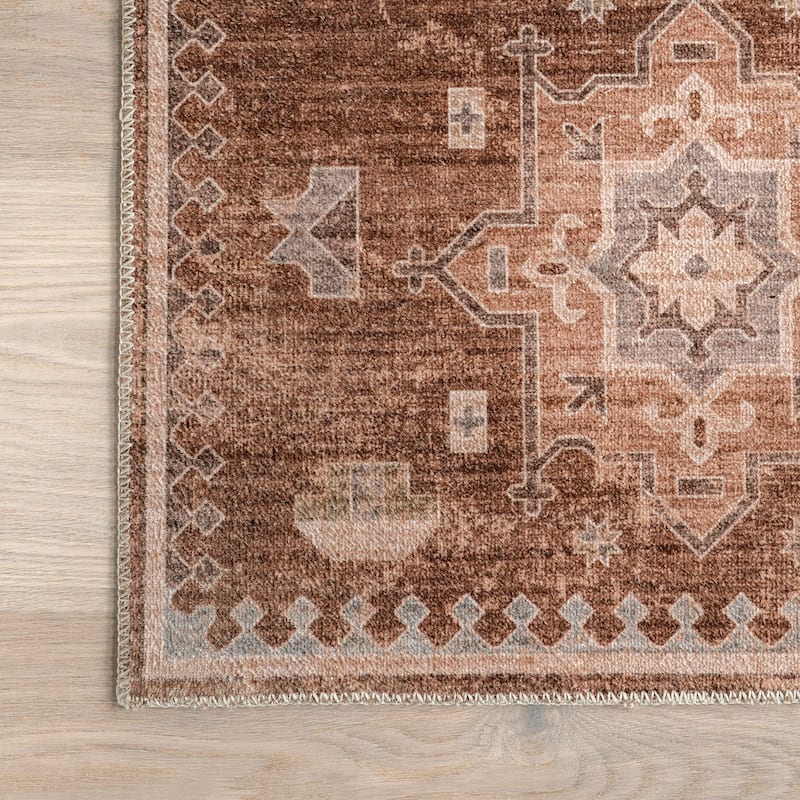 Nuloom Baylin SplashGuard Medallion Machine Washable Area Rug