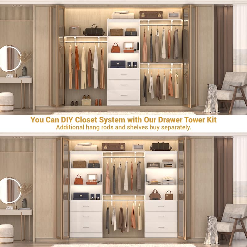 6-Tier 23.6'' Display Cabinet with Charging Station and Drawers, Bookcase Storage Shelf Kitchen Pantry