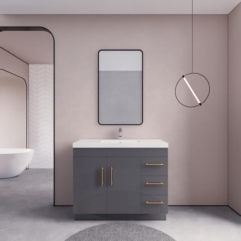 Eliza 42'' Freestanding Vanity (Right Drawers) with Single Sink