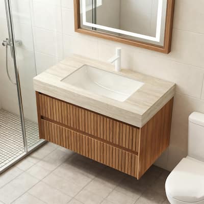 36" Floating Bathroom Vanity with Sintered Stone Top and Undermount Sink