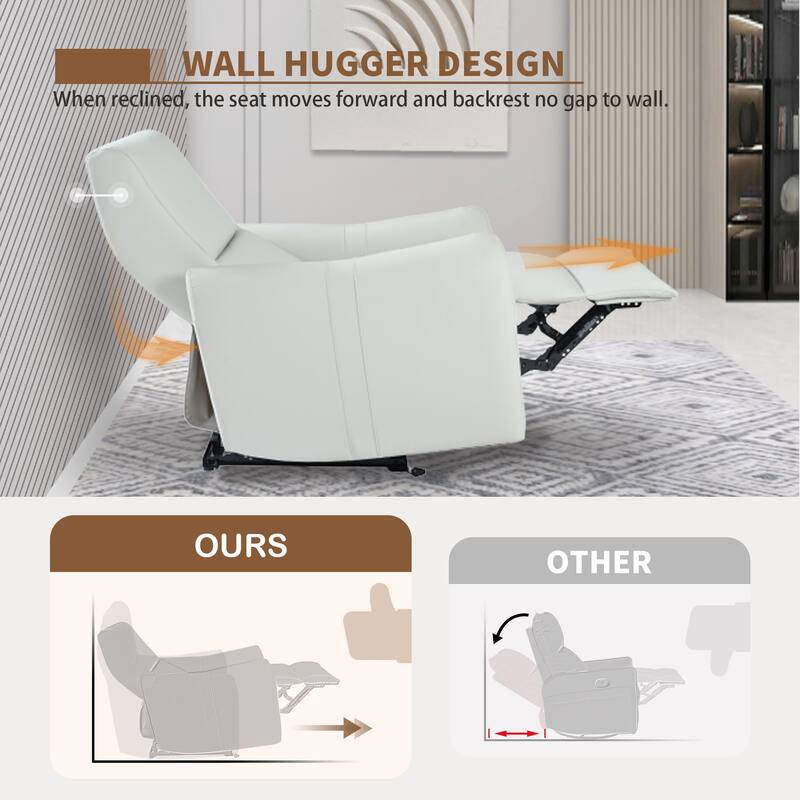 Wall Hugger Power Recliner Chair with USB Port, Electric Reclining Armchair for Small Spaces, PU Leather Sofa for Living Room