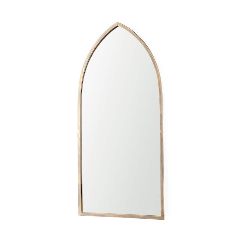 Giovanna Gold Metal Frame Ogee Arch Rectangular Wall Mirror (49" x 24")