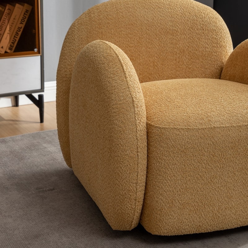 SEYNAR Modern Glam Boucle Upholstered 360 Degree Swivel Accent Armchair, Barrel Chair for Living Room