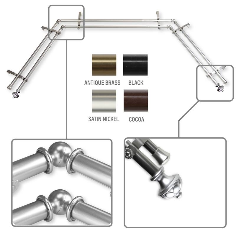 InStyleDesign Noah 13/16" Double Bay Window Curtain Rod