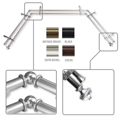 InStyleDesign Noah 13/16" Double Bay Window Curtain Rod
