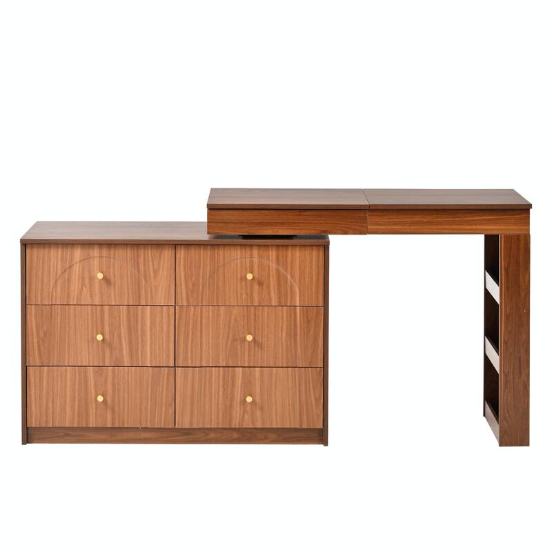 Vanity Desk with Mirror & Lights, Flip-Top Makeup Vanity Table