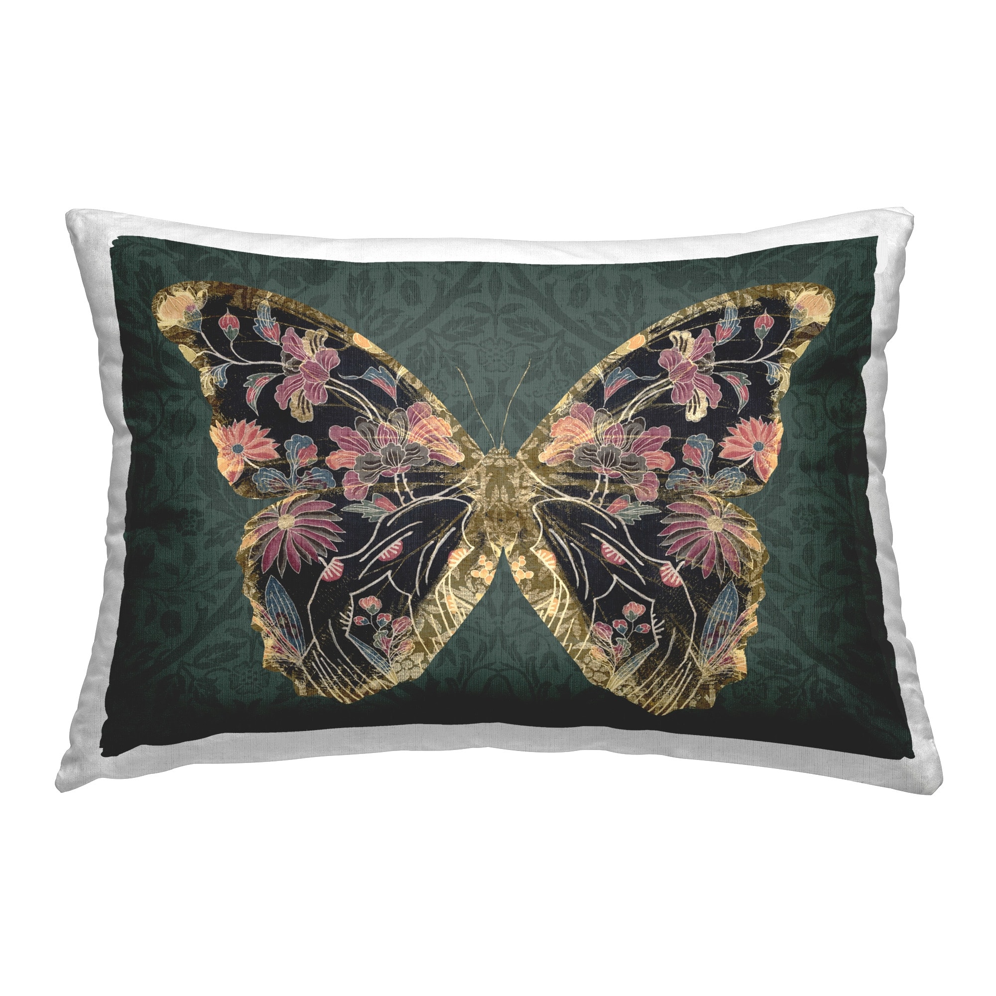 Stupell Botanical Pattern Butterfly Decorative Printed Throw Pillow Design by Victoria Barnes