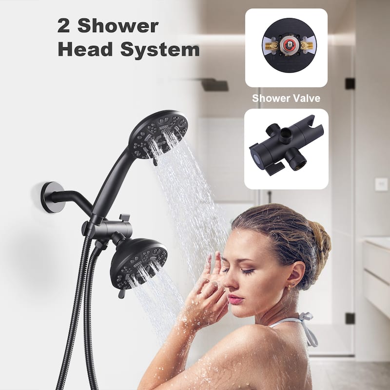 WOWOW 7-spray Wall Mount Dual Shower Head Faucet