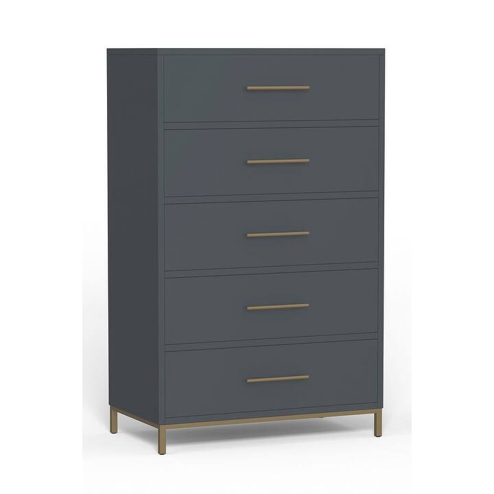 Alpine Furniture Madelyn 5 Drawer Chest in Slate Gray