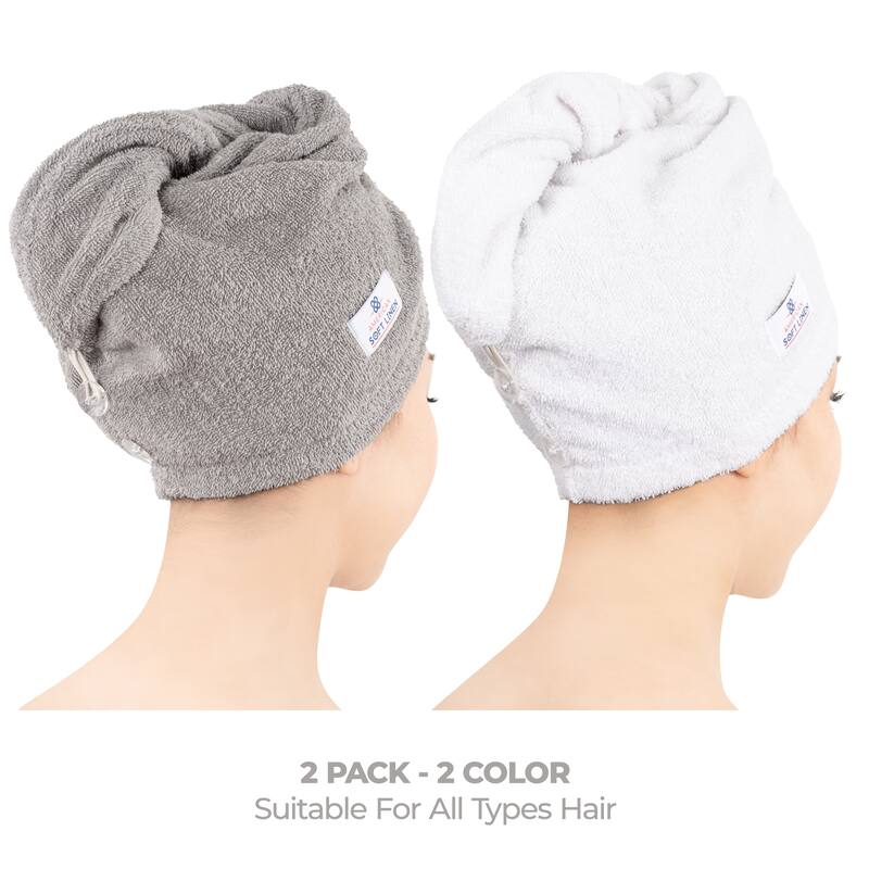 American Soft Linen 100% Cotton Hair Drying Towels for Women, Cotton Hair Turban Turkish Towel Wrap, Head Towel Cap for Hairs