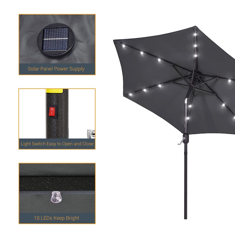 LIVOOSUN Patio 7.5 FT LED Market Umbrella,Table Umbrella w/Tilt Button