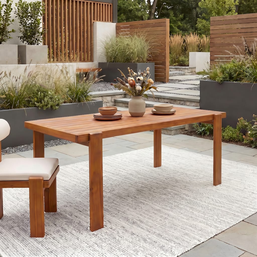 Christopher Knight Home - Modern Solid Acacia Wood Outdoor Dining Table
