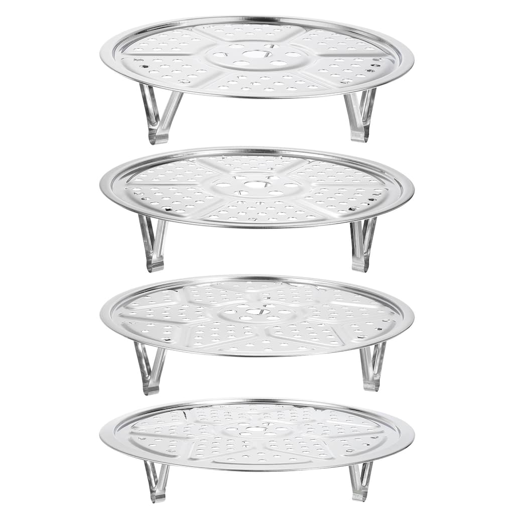 Stainless Steel Steamer Rack w Stand, Insert Stock Pot Steaming Tray - Silver Tone