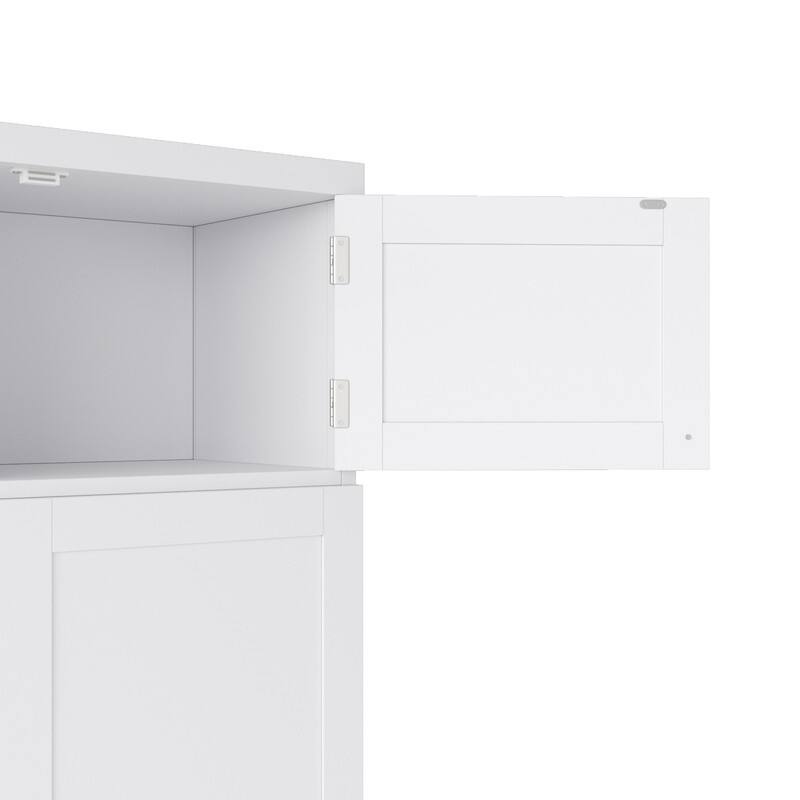 Modern 80.1" Tall Freestanding Kitchen Pantry Cabinet with Adjustable Shelves and 2 Power Outlets