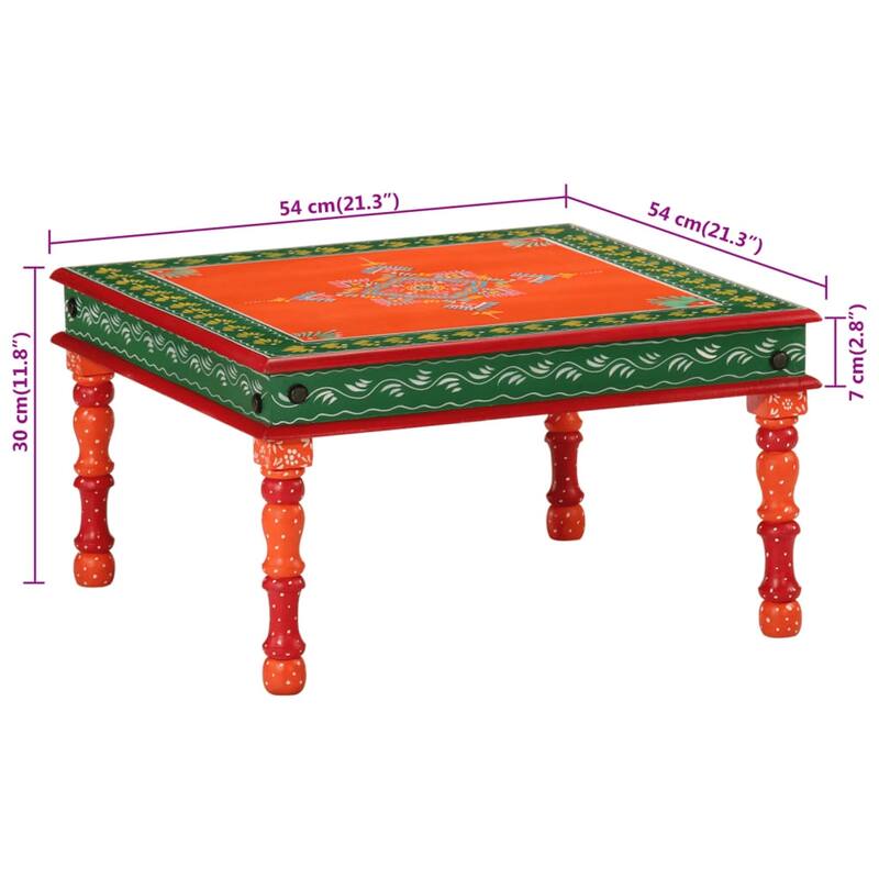 vidaXL Coffee Table Multicolor with orange base Solid mango wood Compact - 21.3 x 21.3 x 11.8