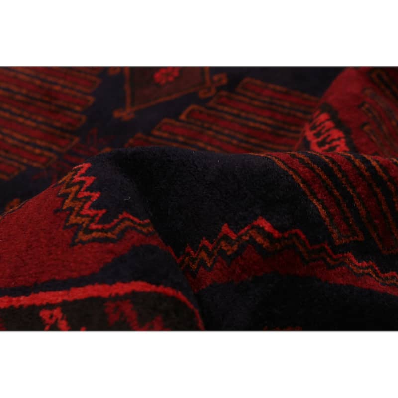 Teimani Navy, Red Rug 3'10" x 6'4" - 3'10 x 6'4