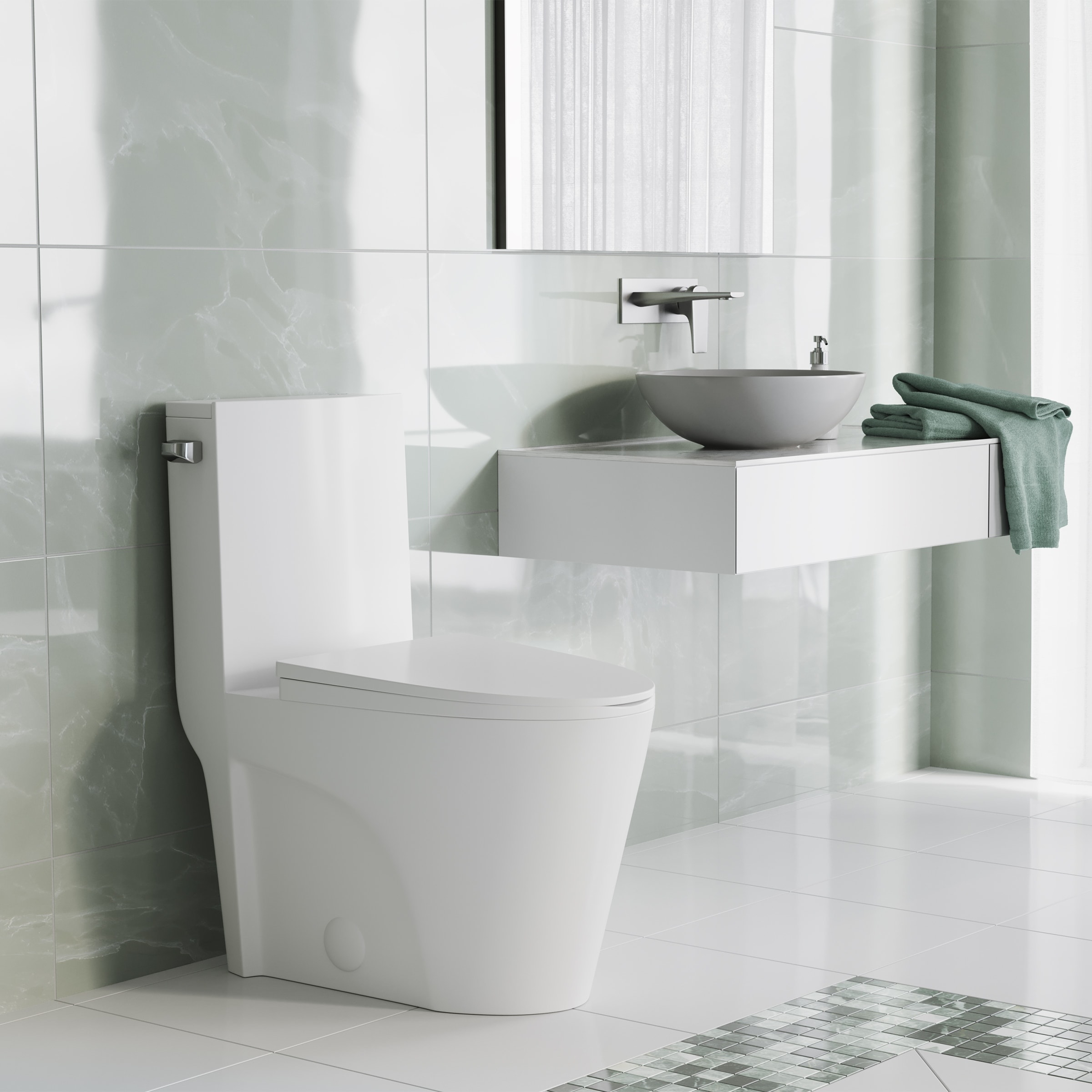 St. Tropez One Piece Elongated Toilet Side Flush 1.28 GPF