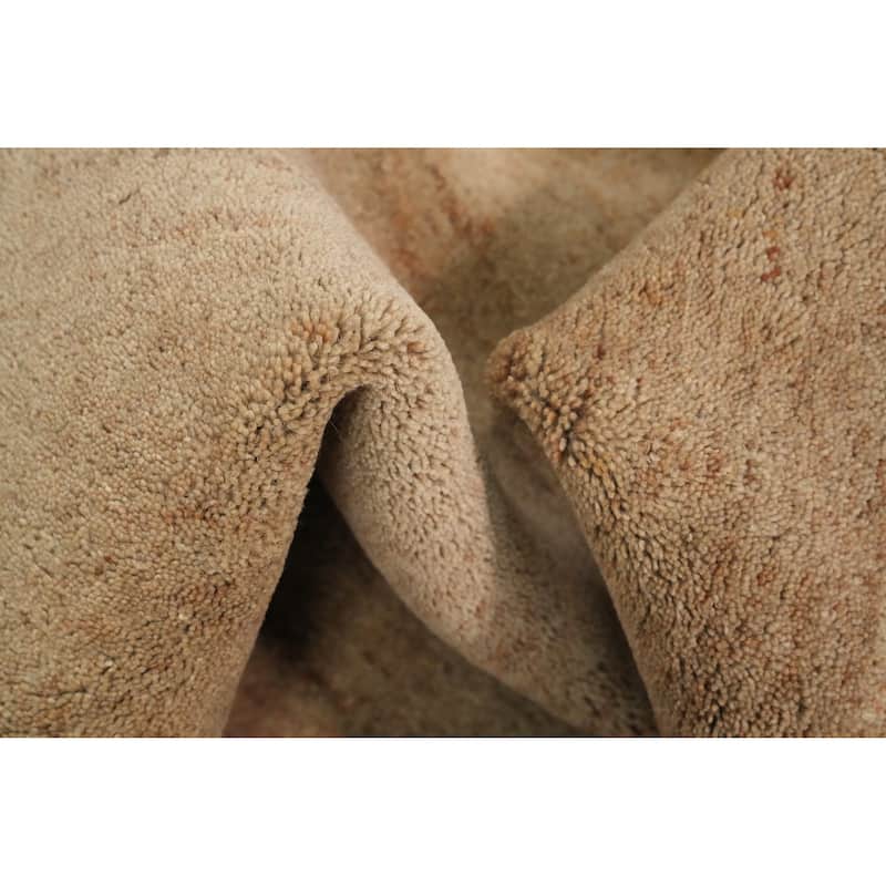 Hand Knotted Oriental 100% Wool Carpet Modern Solid Brown Gabbeh Area Rug - 9' 11'' X 8' 5''