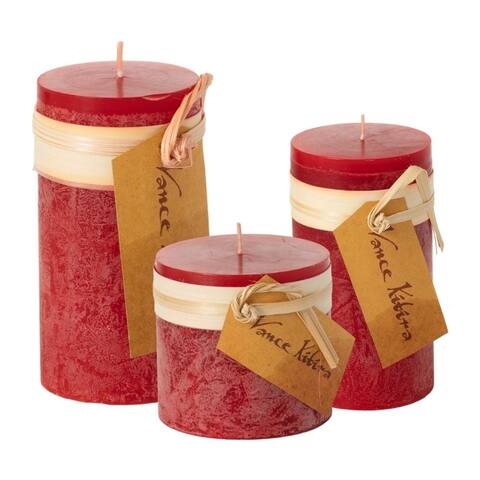 Cranberry Timber Pillar Candles Kit - Set of 3