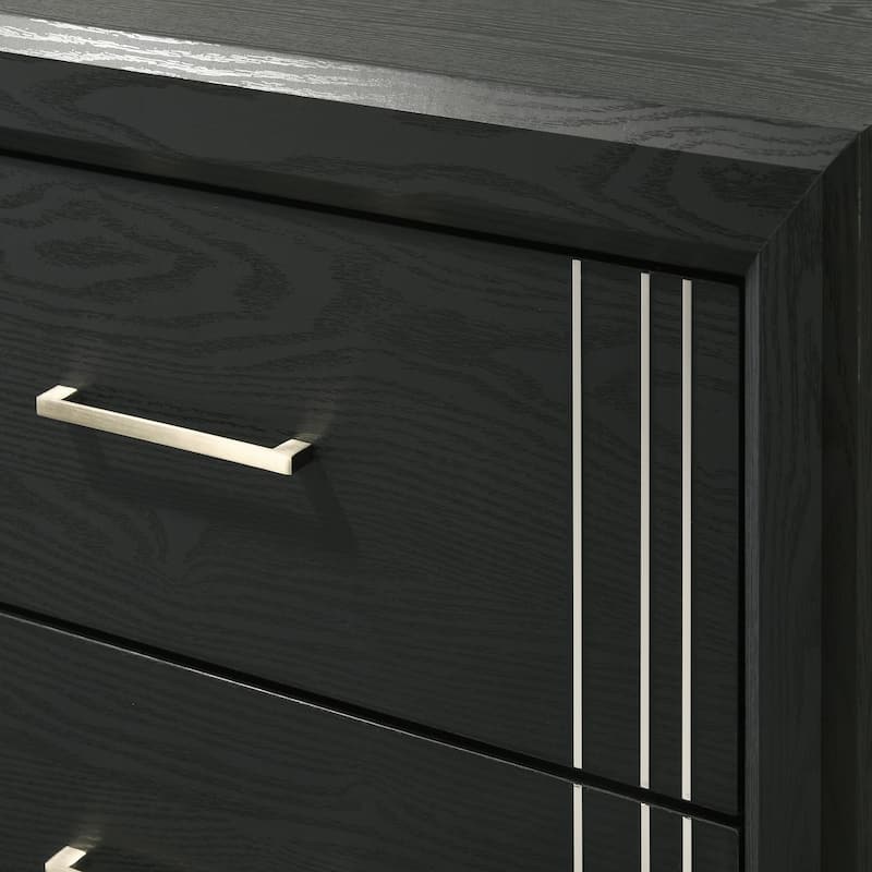 1pc Two-Drawers Nightstand Bed Side Cabinet Charcoal
