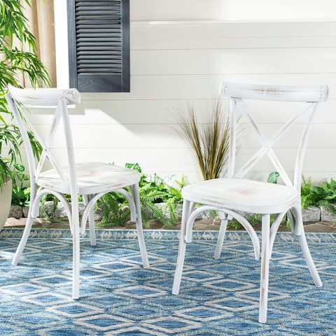 SAFAVIEH Outdoor Living Elia Chair - White (Set of 2) - 18.5"x16.5"x34"