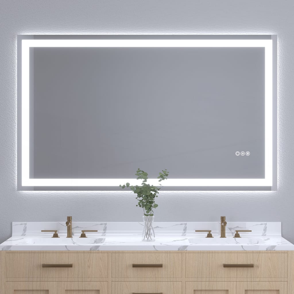 Frameless Tempered MirrorDual LED Light StripsFront and Back Lighting