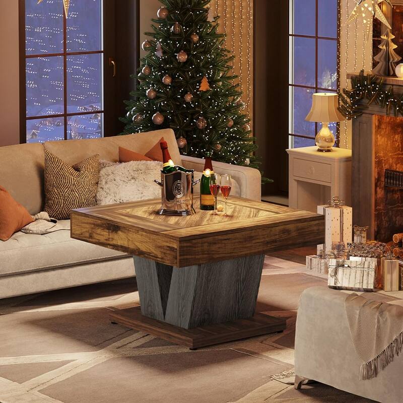 31.5 Inches Wood Coffee Table Square Center Cocktail Tea Table