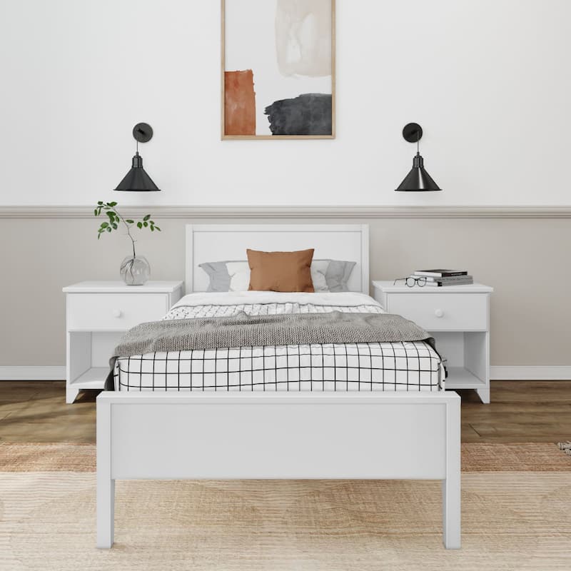 Plank and Beam Twin-Size Bed with Panel Headboard