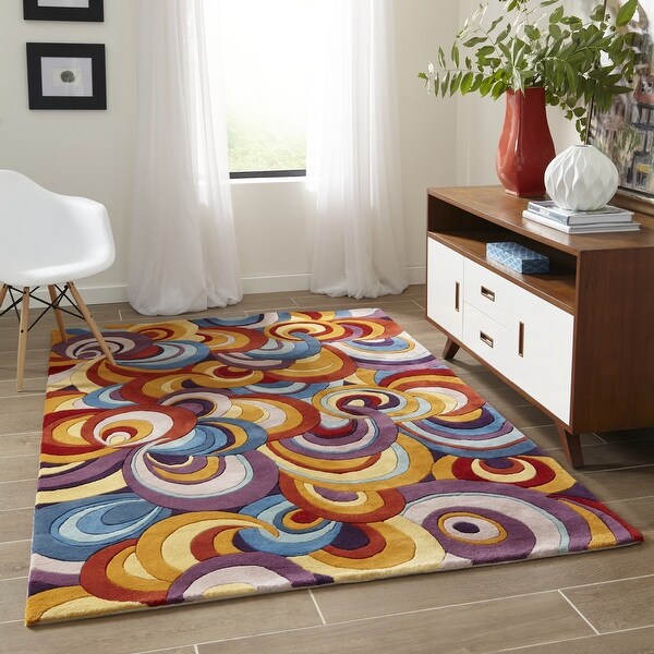 Momeni New Wave Multicolor Hand-Tufted and Hand-Carved Wool Runner Rug - Multi - 2'6" x 12' Runner
