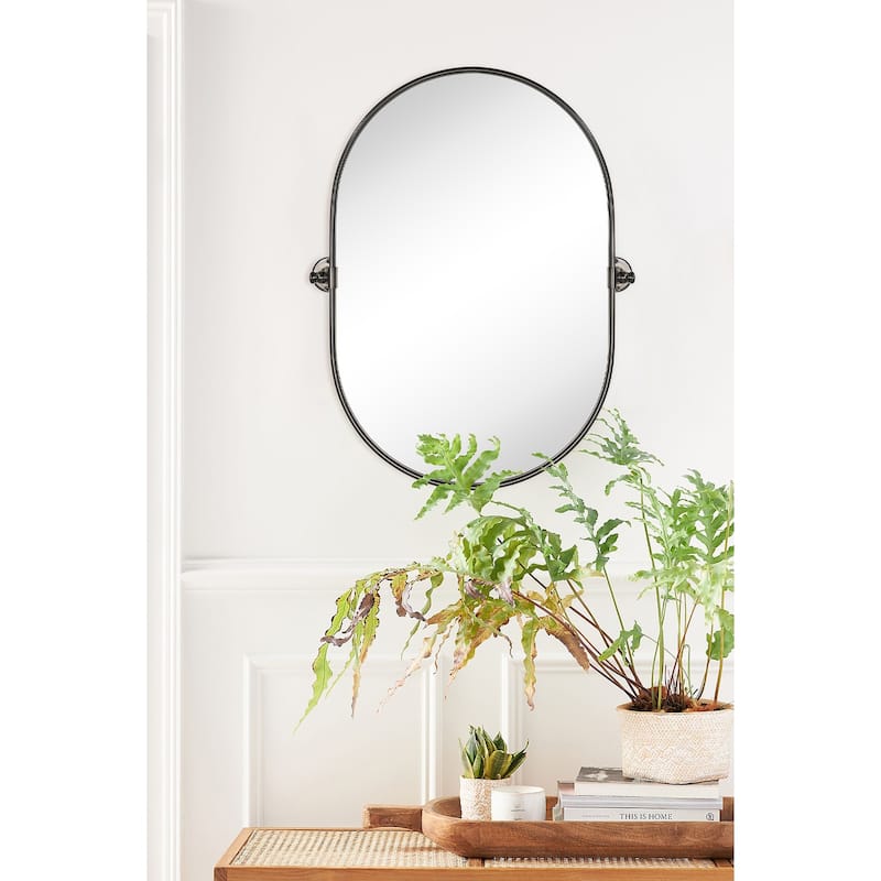 TEHOME Luka Farmhouse Oval Pivot Metal Wall Mirror - 20'' x 30''