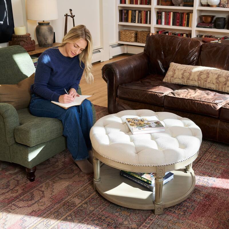 Maven Lane Mesa Round Upholstered Coffee Table