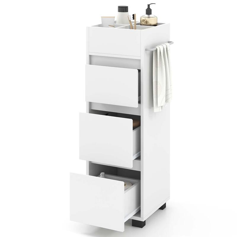 Costway Bathroom Floor Cabinet with 3 Drawers 4 Compartments 2-Side - See Details