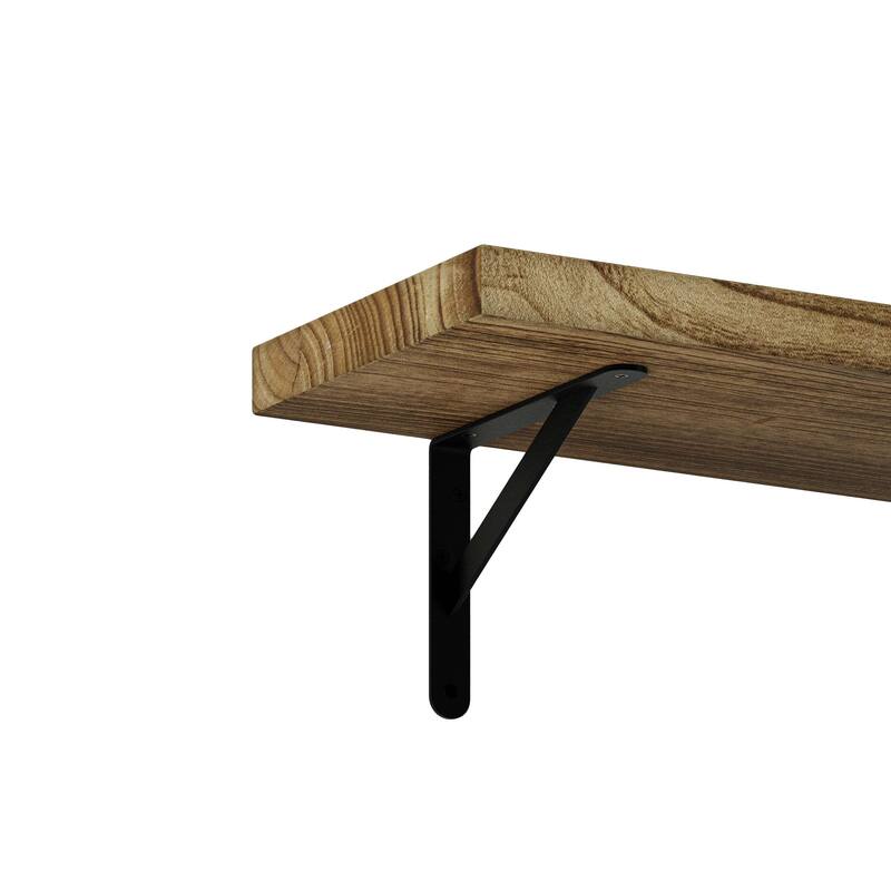 Wallniture Forme 48"-84" Long Floating Shelves Living Room & Office Decor, Solid Wood Shelves, Wall Mounted, 1.5" Thick, Burnt