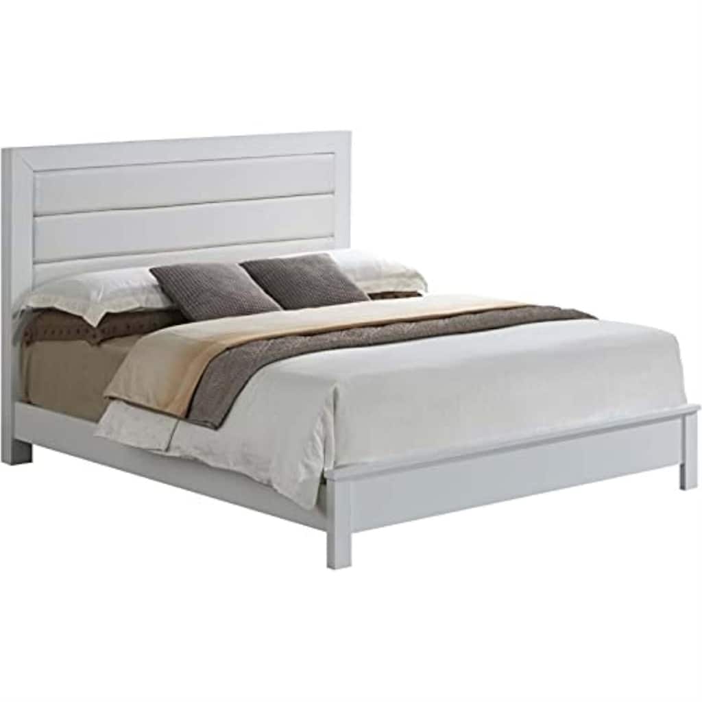 White Full Bed with Transitional Style, Crisp Finish and Sturdy Frame for Comfortable Modern Bedrooms and Guest Spaces
