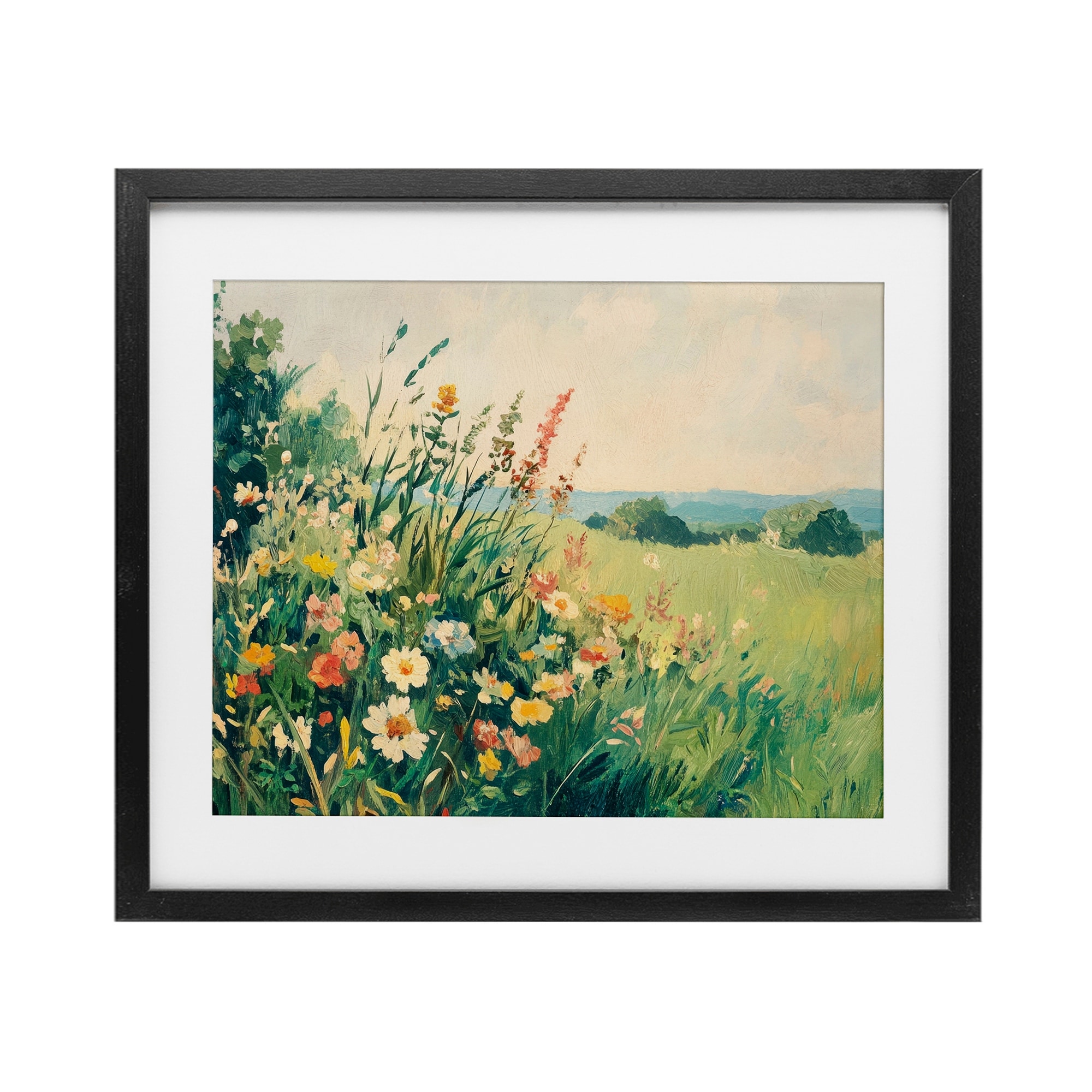 Vintage Wildflowers in Field Petal Prints Design