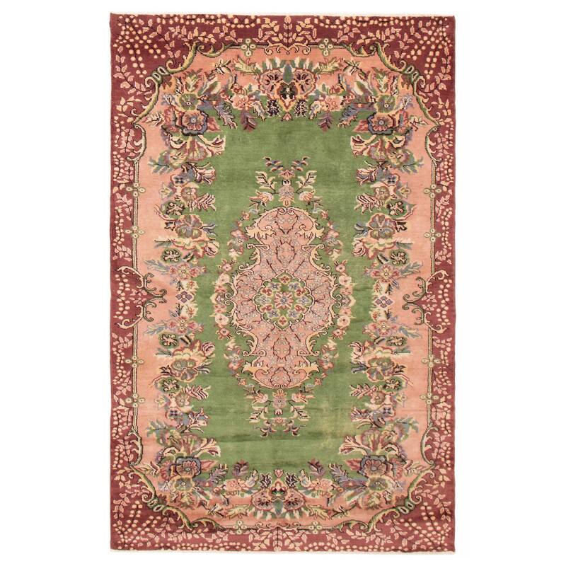 ECARPETGALLERY Hand-knotted Melis Vintage Green Wool Rug - 5'8 x 9'0 - Light Green - 5'8 x 9'0