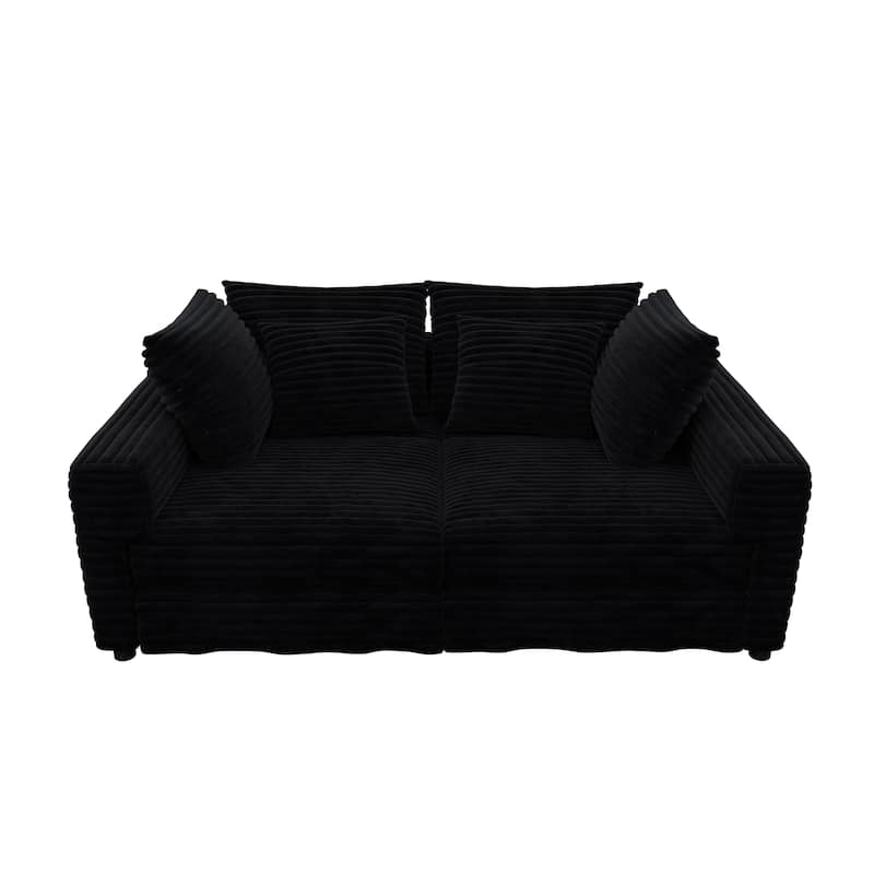 Sectional Couch with 3 Ottoman, 102.4" Corduroy Deep Seat Couches with Pillows, Convertible Sofa Lounge Chair for Living Room
