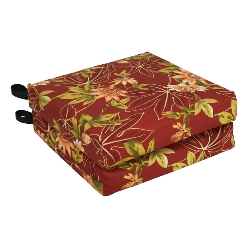 16-inch Indoor/Outdoor Chair Cushions (Set of 2) - 16 x 16 - Passion Ruby