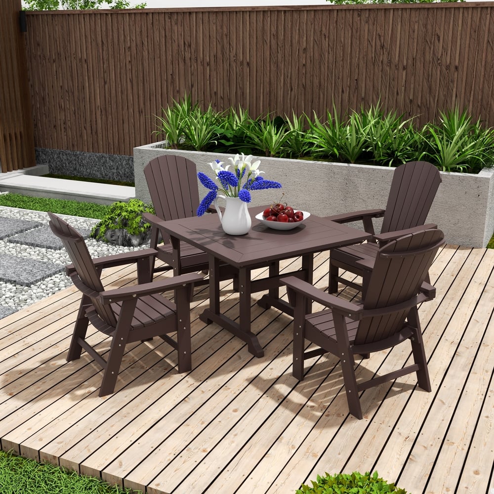 Altura 5-Piece Square Poly Eco-Friendly All Weather Outdoor Dining Set with Armchairs