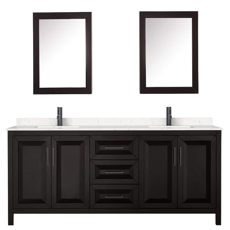 Daria 80 Inch Double Vanity, Cultured Marble Top, Medicine Cabinets