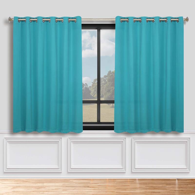 Superior Solid Machine Washable Room Darkening Grommet Blackout Curtains, Set of 2