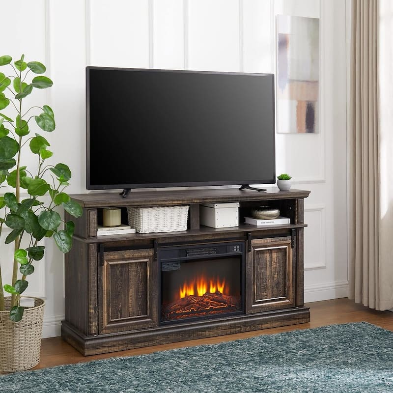 58.11 Inch Modern TV Stand with Fireplace