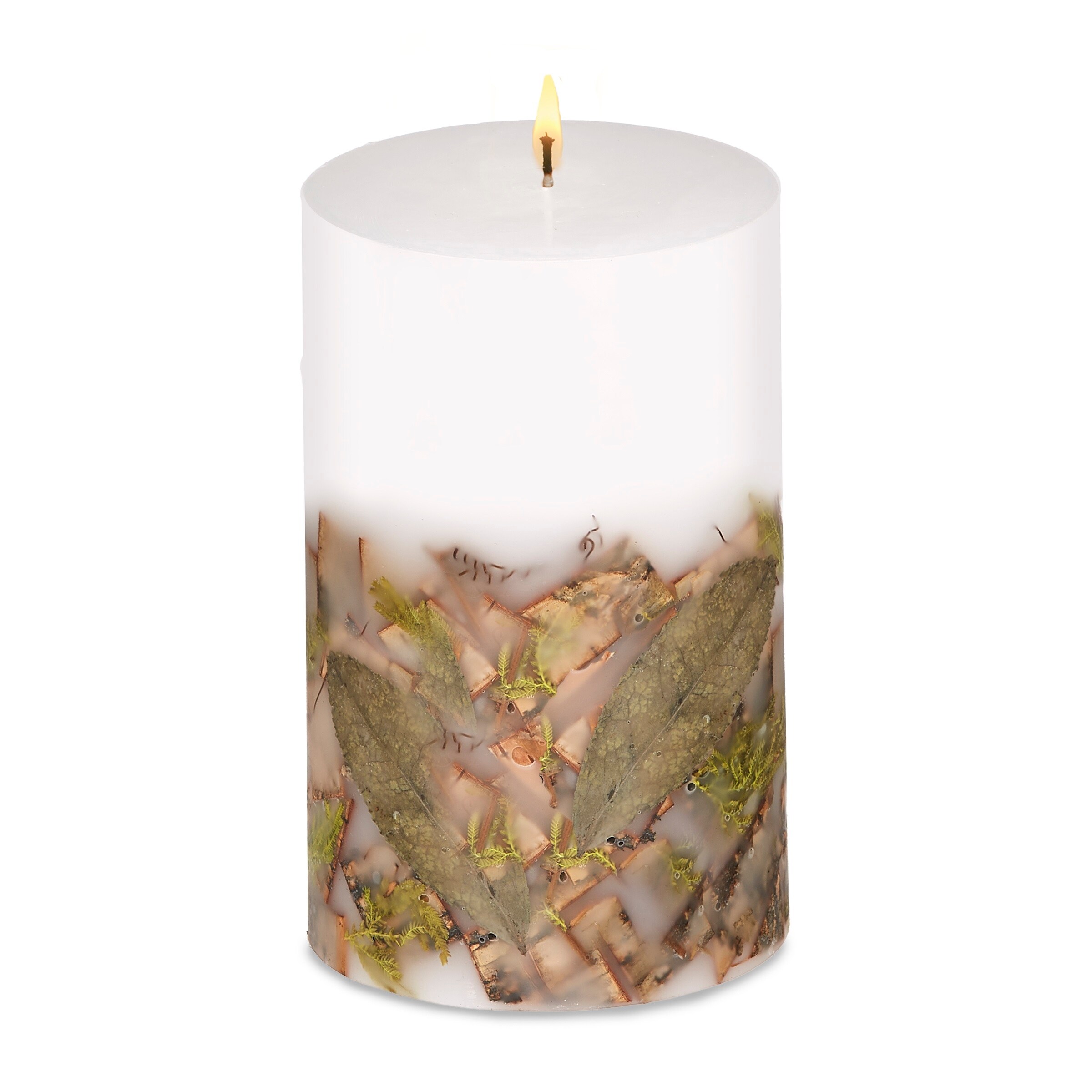 Shop Pack Of 4 Birch And Moss Lighted Wax Pillar Candles 6