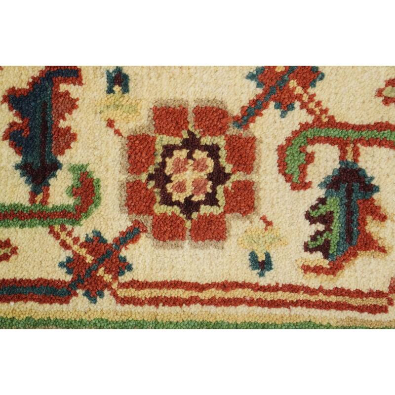 Hand Knotted Oriental 100% Wool Carpet Traditional Medallion Navy Blue & Blues Heriz (serapi) Area Rug - 9' 10'' X 7' 11''
