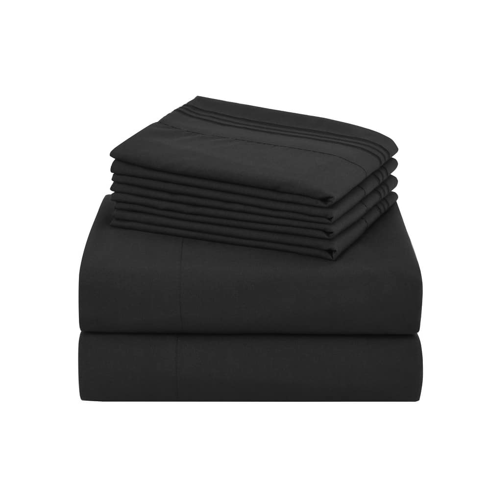 4/6 Pcs Soft Solid & Embroidery Bed Sheets Set