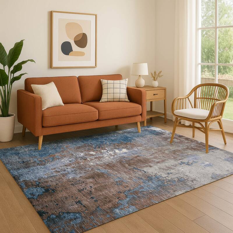 Premium Washable Super Soft Abstract Chic Mayfield Rug - Coffee - 8' x 10'
